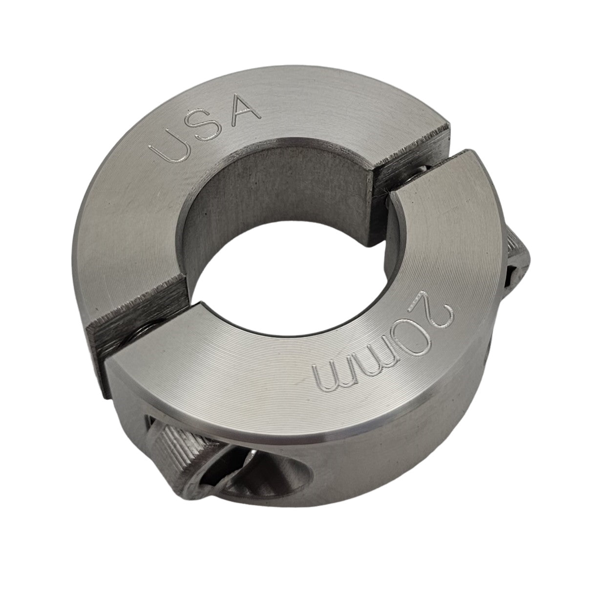 20mm Diameter - Clamping Two Piece Shaft Collar - 303 Stainless Steel