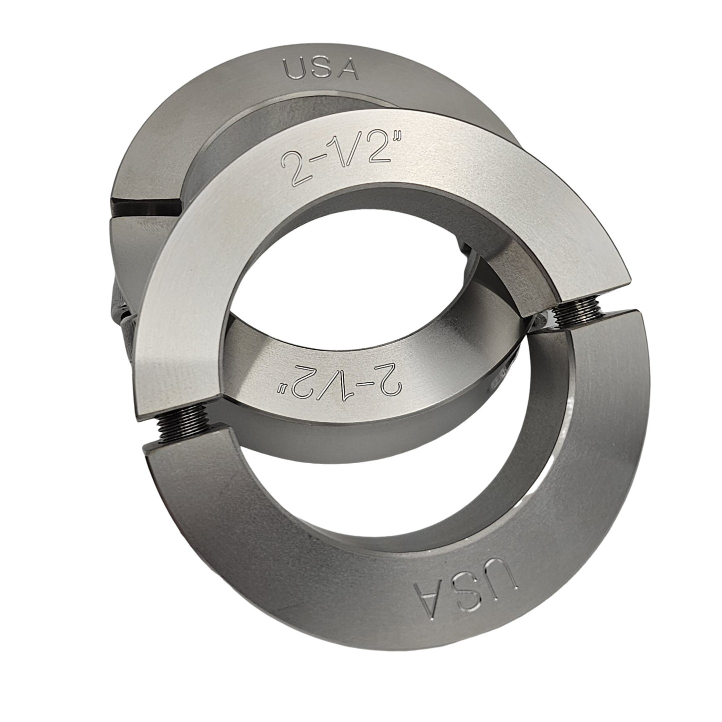 2.50" Diameter - Clamping Two Piece Shaft Collar - 303 Stainless Steel