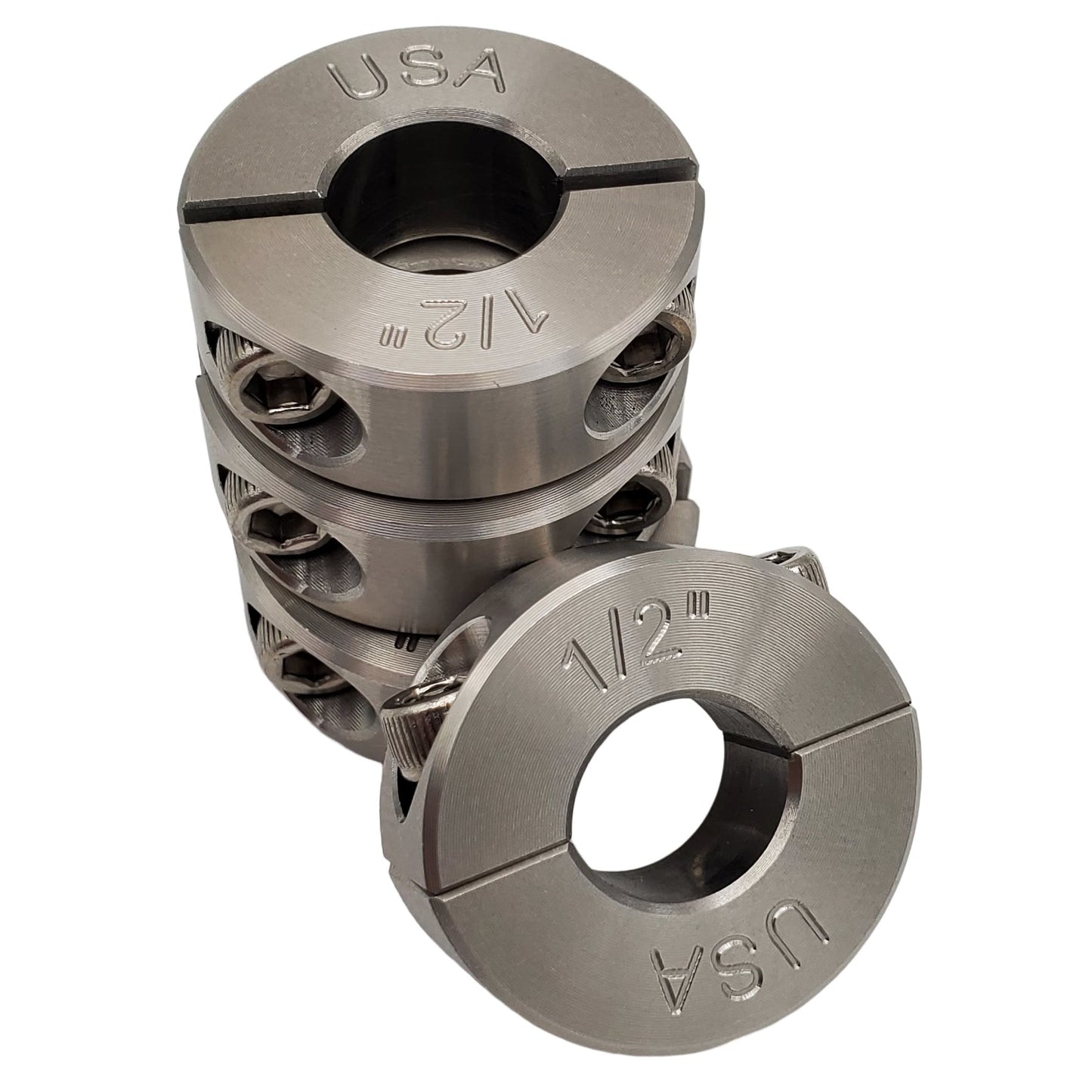 0.50" Diameter - Clamping Two Piece Shaft Collar - 303 Stainless Steel