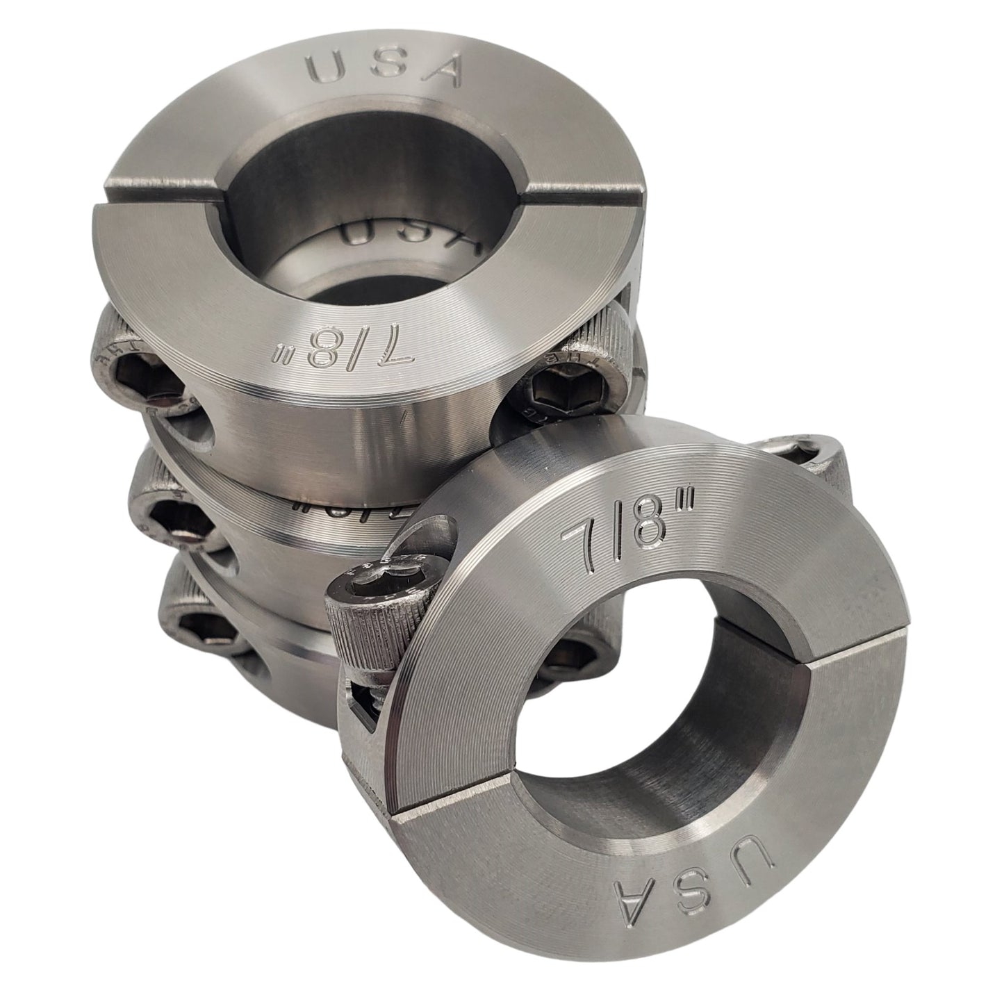 0.875" Diameter - Clamping Two Piece Shaft Collar - 303 Stainless Steel
