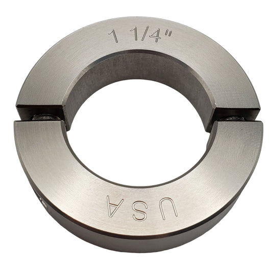 1.25" Diameter - Clamping Two Piece Shaft Collar - 303 Stainless Steel