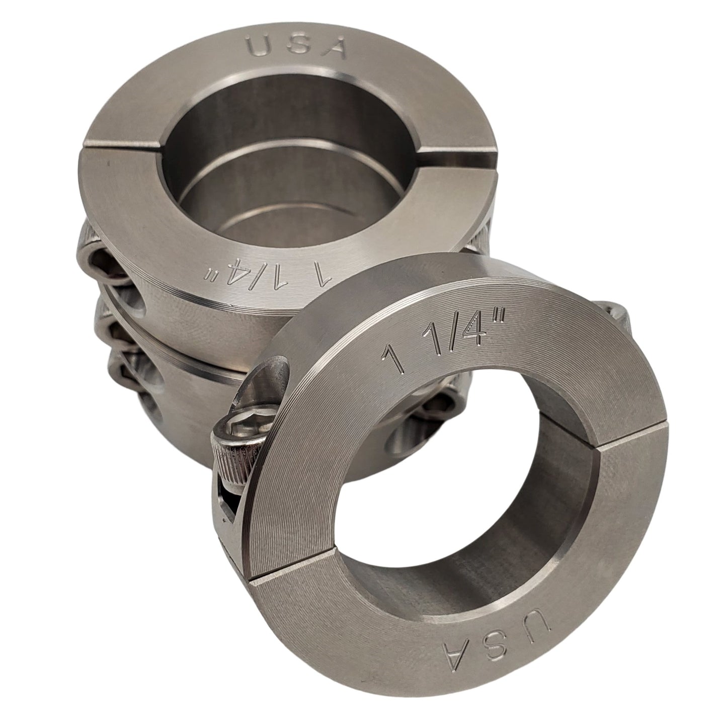 1.25" Diameter - Clamping Two Piece Shaft Collar - 303 Stainless Steel