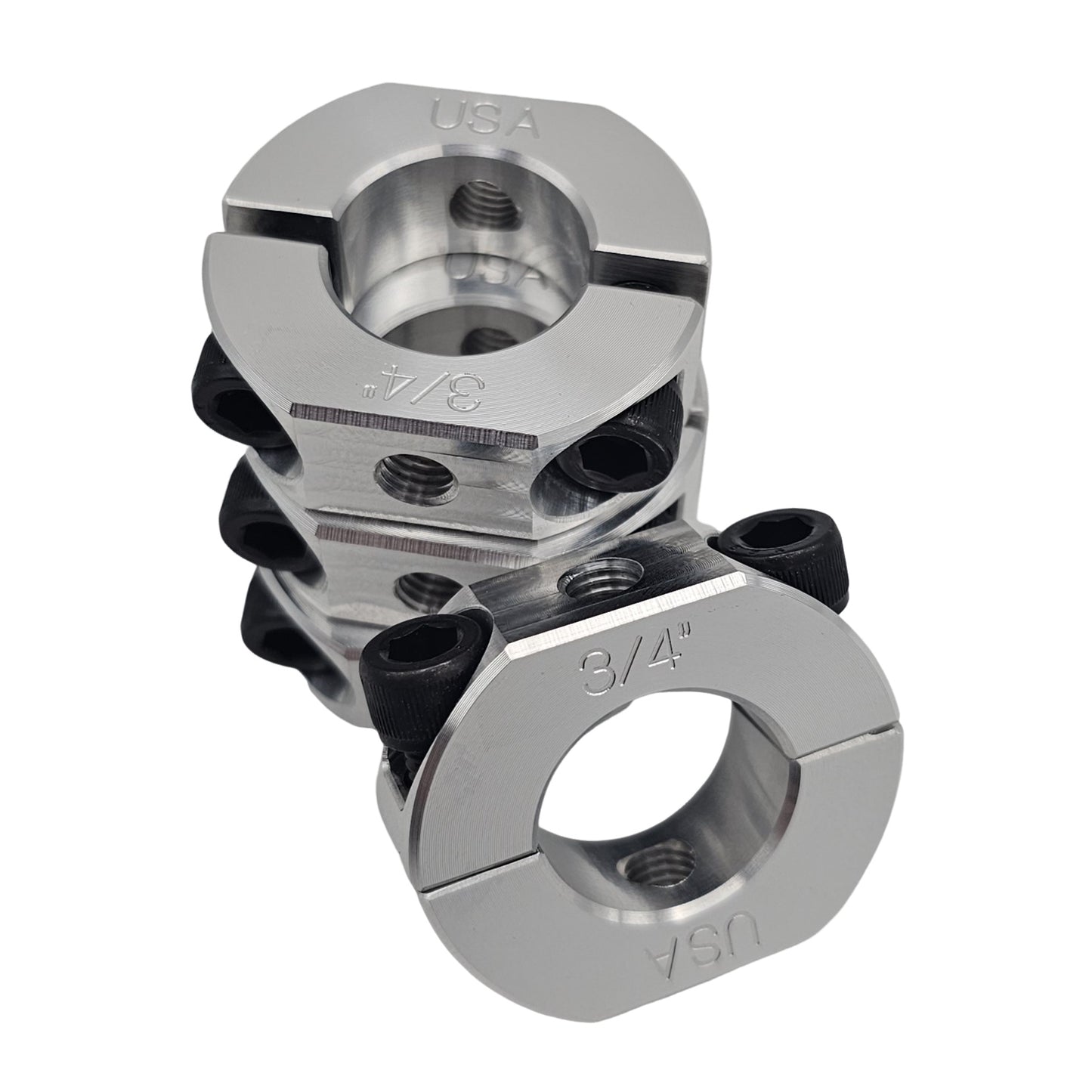 0.75" Diameter – Mountable Clamping Two Piece Shaft Collar – 2024 Aluminum