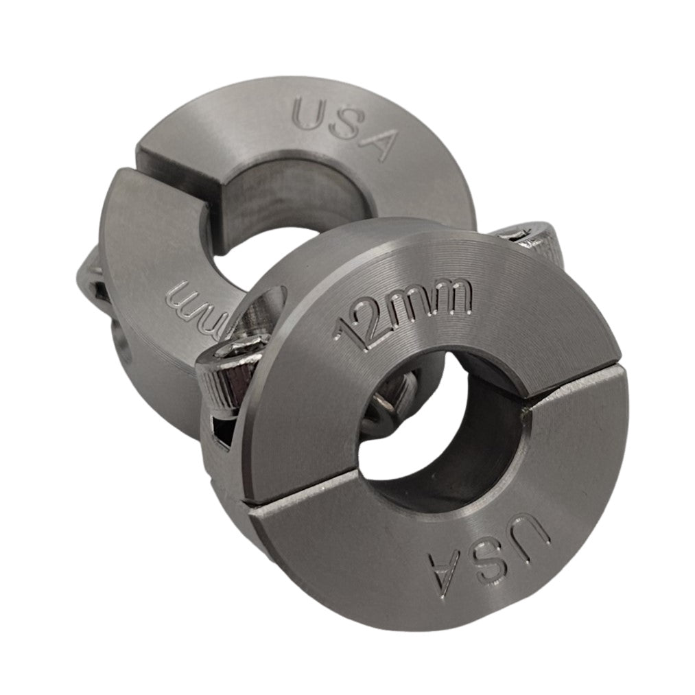 12mm Diameter - Clamping Two Piece Shaft Collar - 303 Stainless Steel