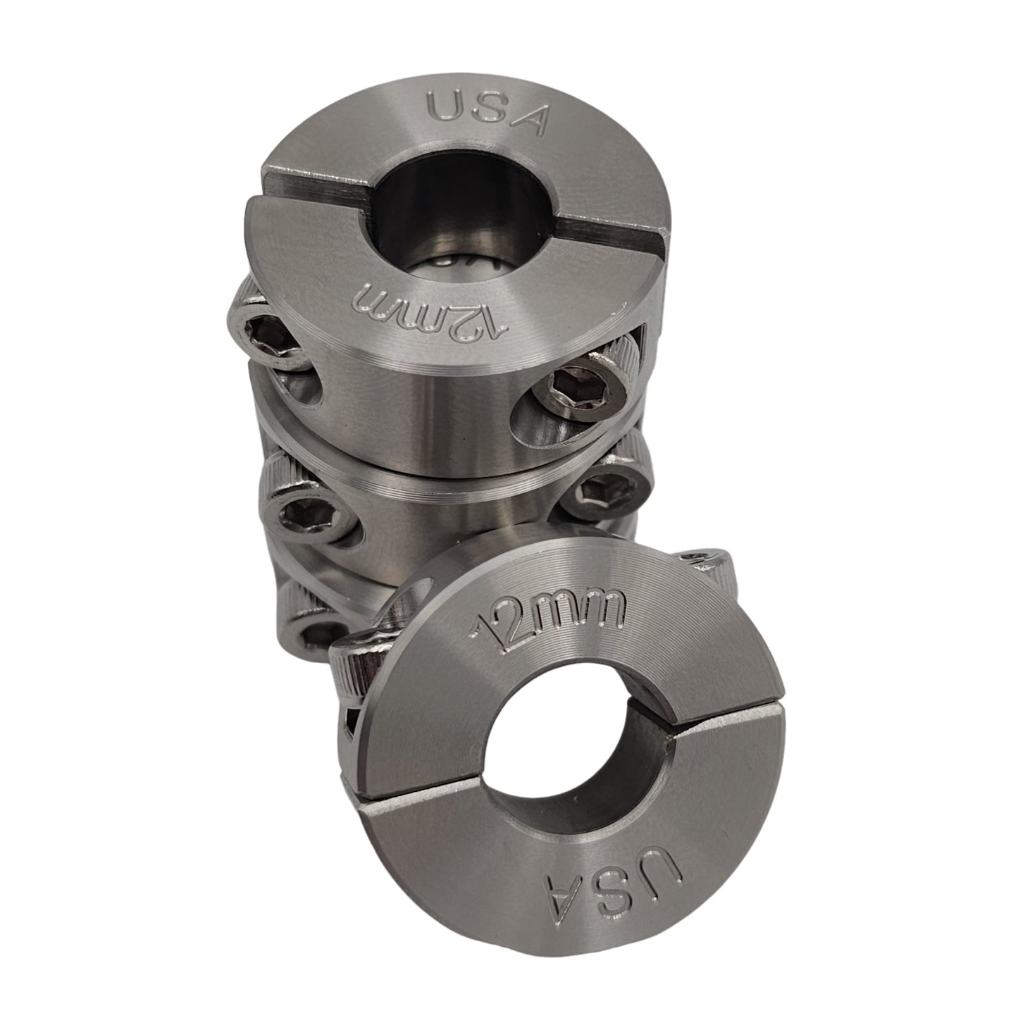 12mm Diameter - Clamping Two Piece Shaft Collar - 303 Stainless Steel