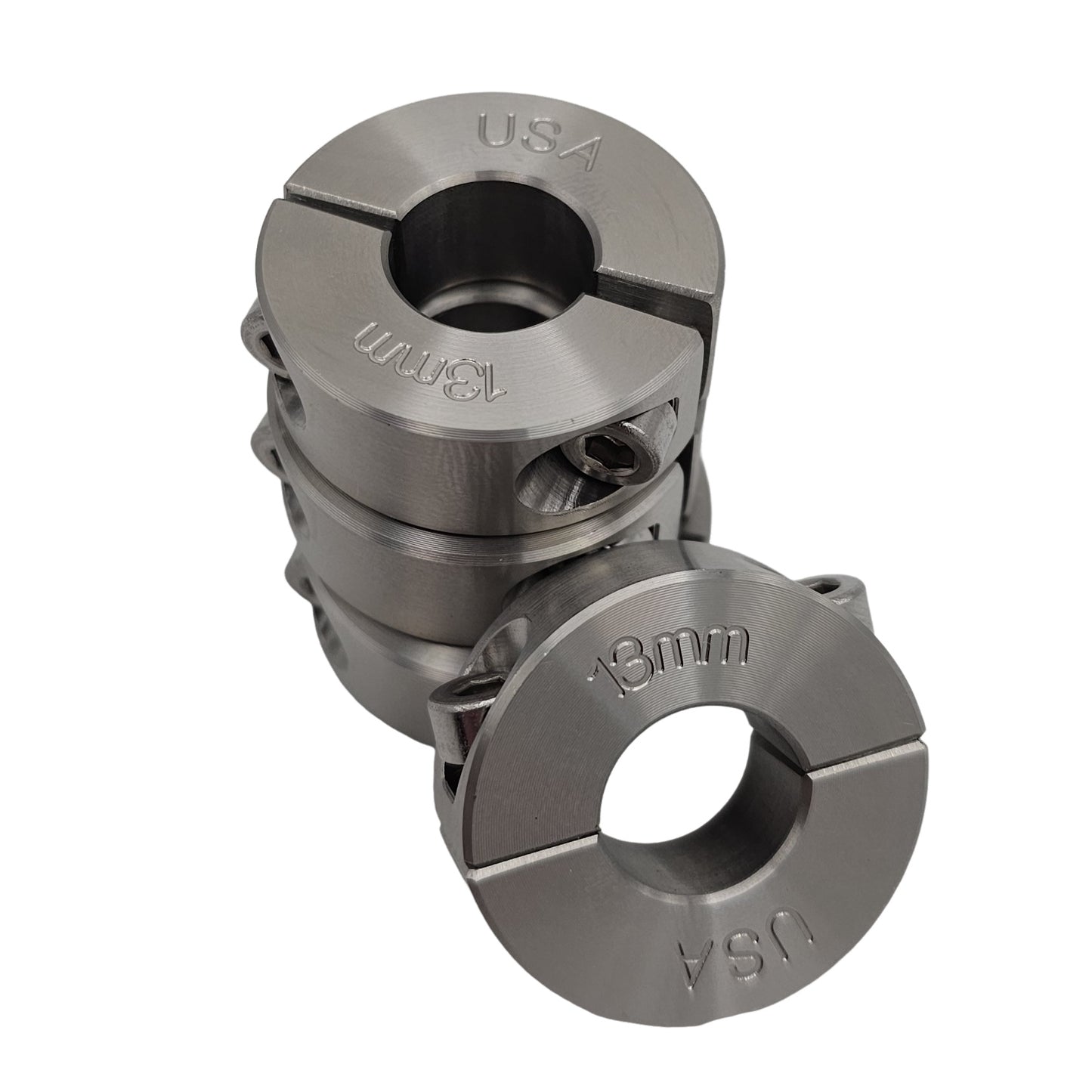 13mm Diameter - Clamping Two Piece Shaft Collar - 303 Stainless Steel