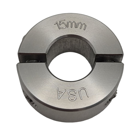 15mm Diameter - Clamping Two Piece Shaft Collar - 303 Stainless Steel