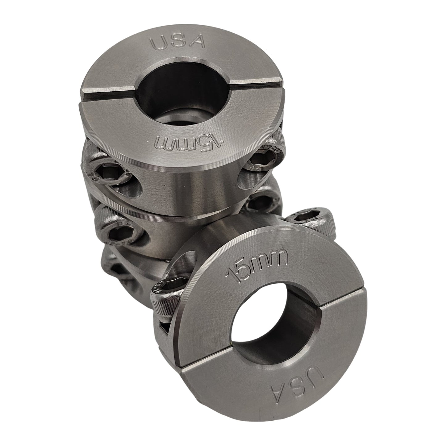 15mm Diameter - Clamping Two Piece Shaft Collar - 303 Stainless Steel