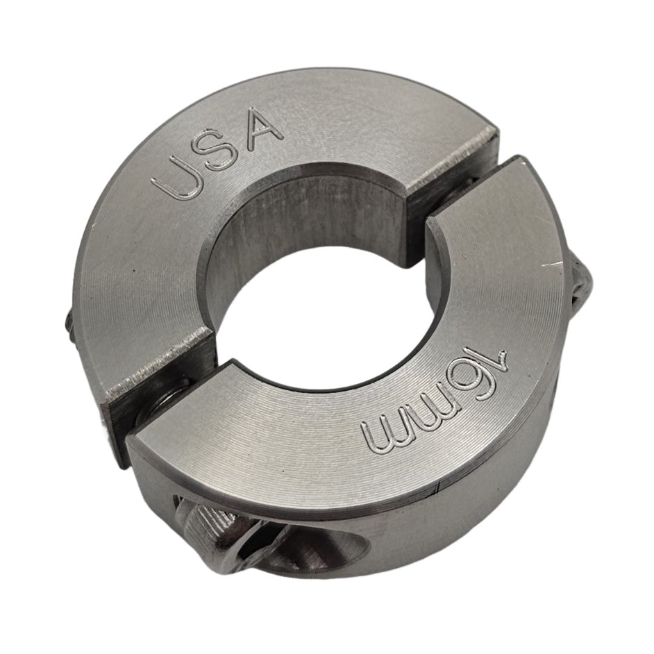 16mm Diameter - Clamping Two Piece Shaft Collar - 303 Stainless Steel