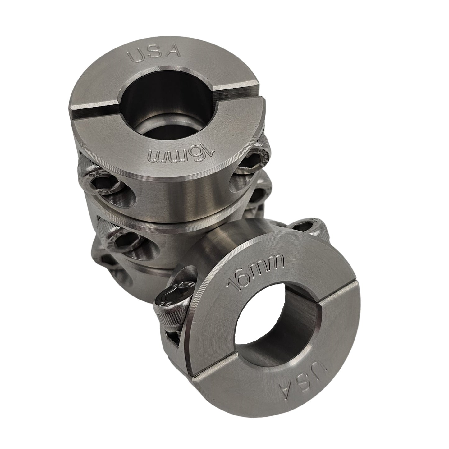 16mm Diameter - Clamping Two Piece Shaft Collar - 303 Stainless Steel