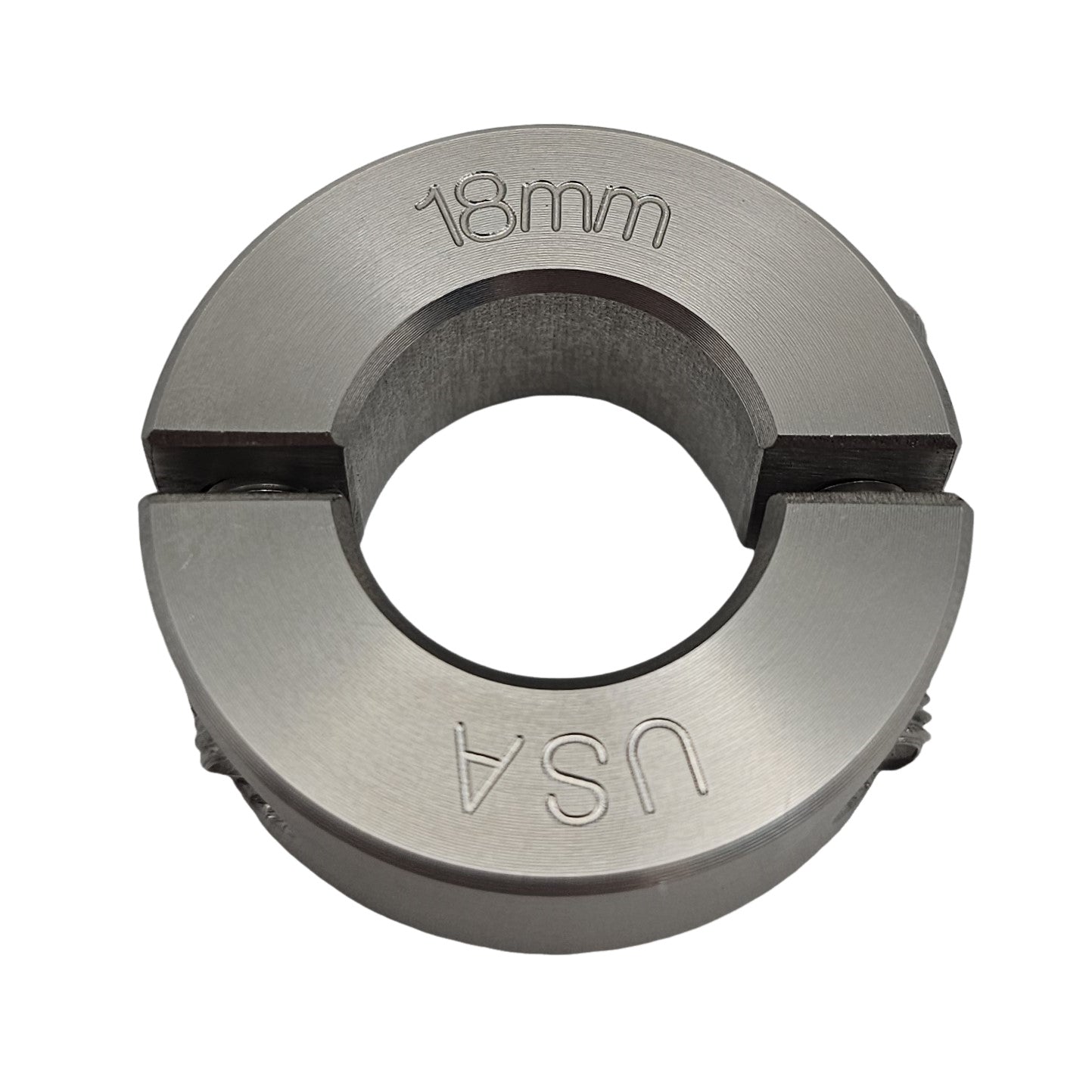 18mm Diameter - Clamping Two Piece Shaft Collar - 303 Stainless Steel