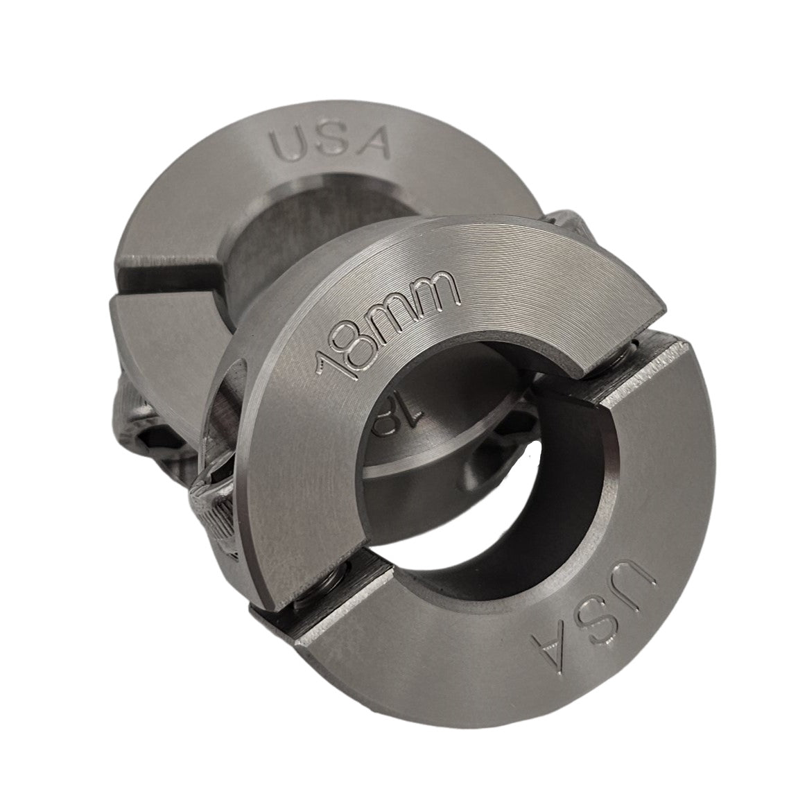 18mm Diameter - Clamping Two Piece Shaft Collar - 303 Stainless Steel