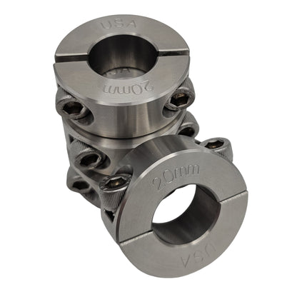 20mm Diameter - Clamping Two Piece Shaft Collar - 303 Stainless Steel