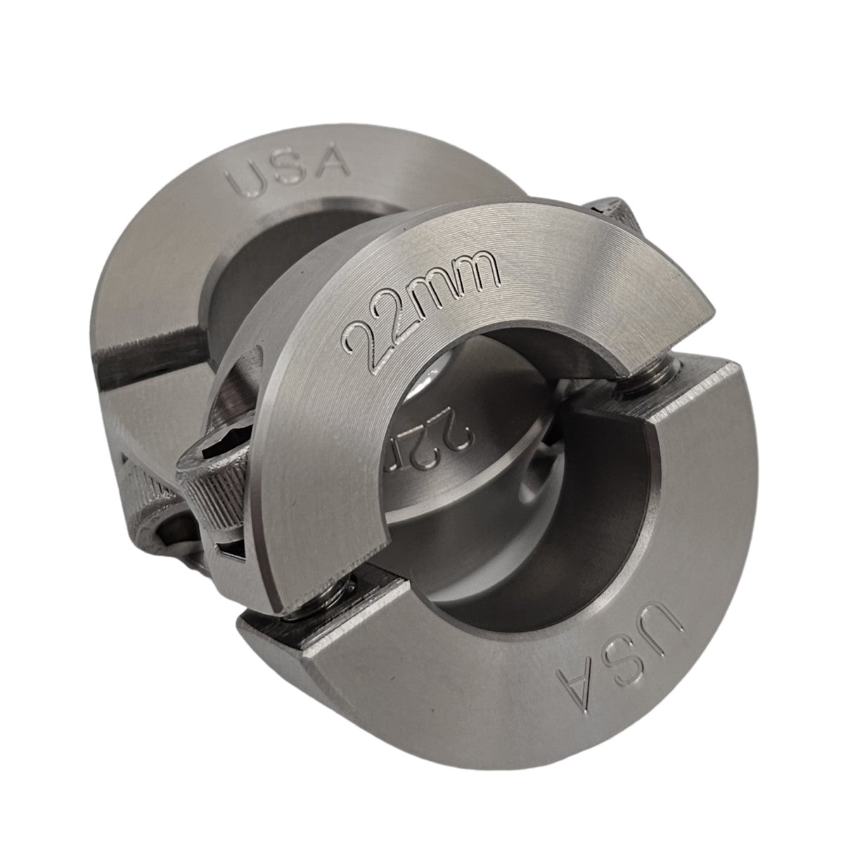 22mm Diameter - Clamping Two Piece Shaft Collar - 303 Stainless Steel