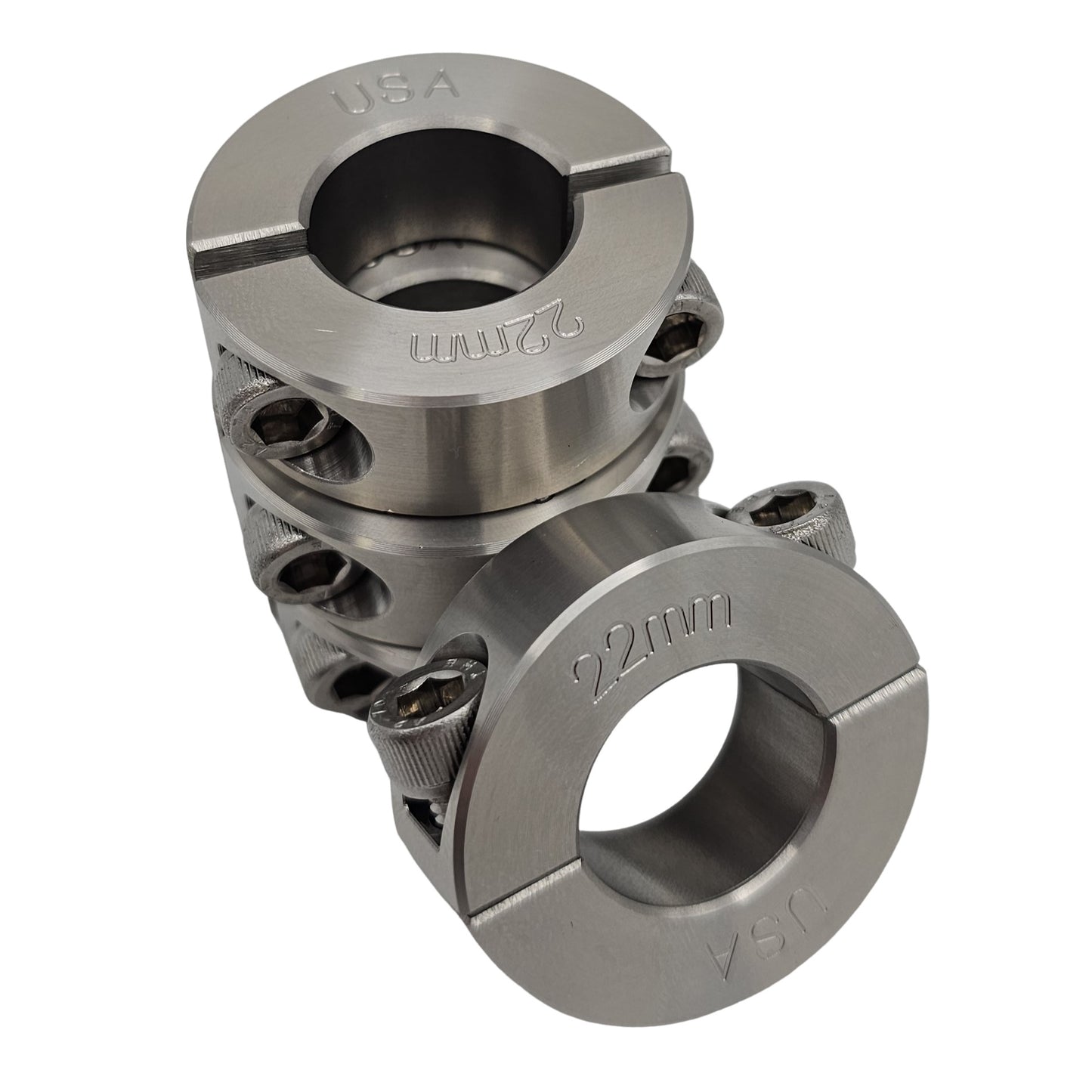 22mm Diameter - Clamping Two Piece Shaft Collar - 303 Stainless Steel