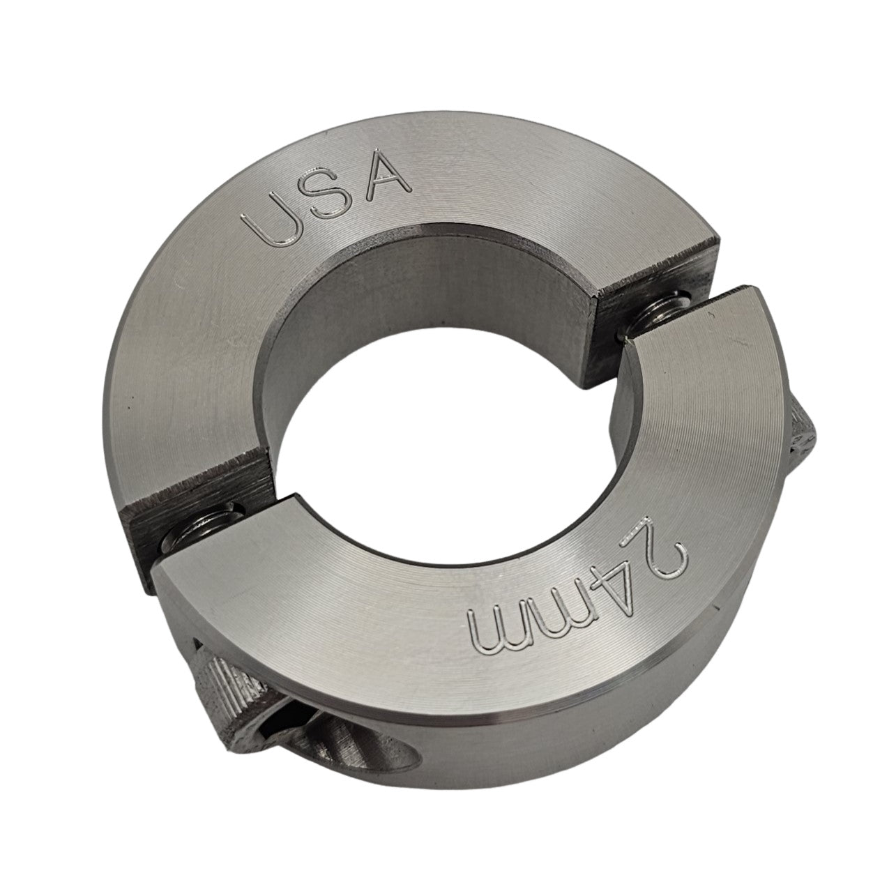 24mm Diameter - Clamping Two Piece Shaft Collar - 303 Stainless Steel