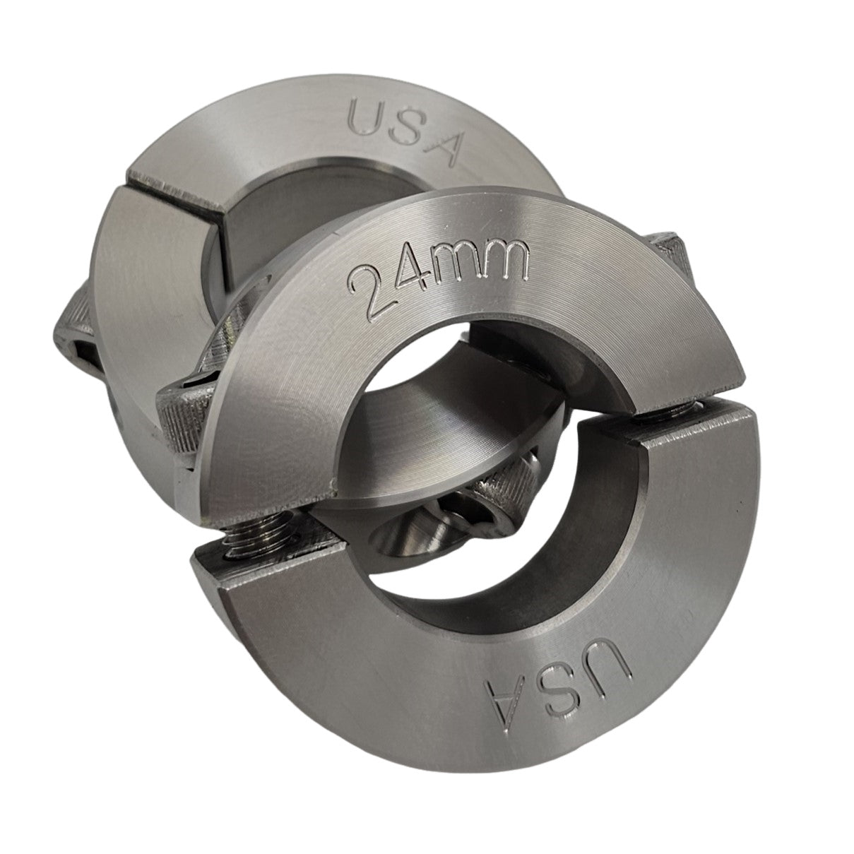 24mm Diameter - Clamping Two Piece Shaft Collar - 303 Stainless Steel