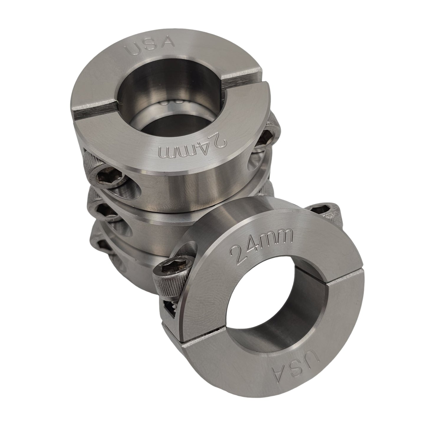 24mm Diameter - Clamping Two Piece Shaft Collar - 303 Stainless Steel