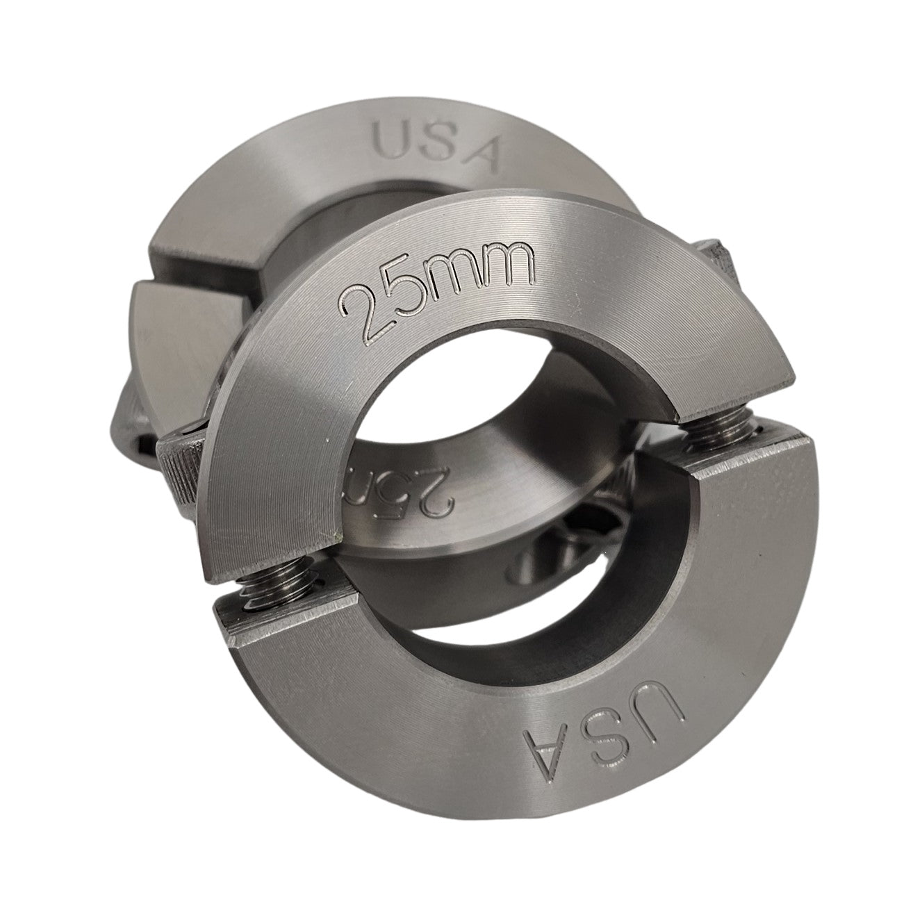 25mm Diameter - Clamping Two Piece Shaft Collar - 303 Stainless Steel