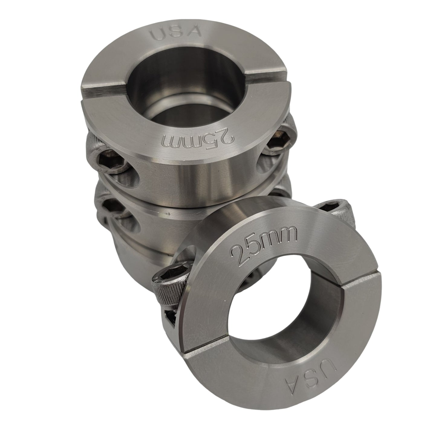 25mm Diameter - Clamping Two Piece Shaft Collar - 303 Stainless Steel