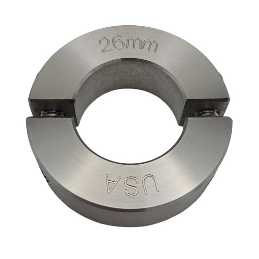 26mm Diameter - Clamping Two Piece Shaft Collar - 303 Stainless Steel