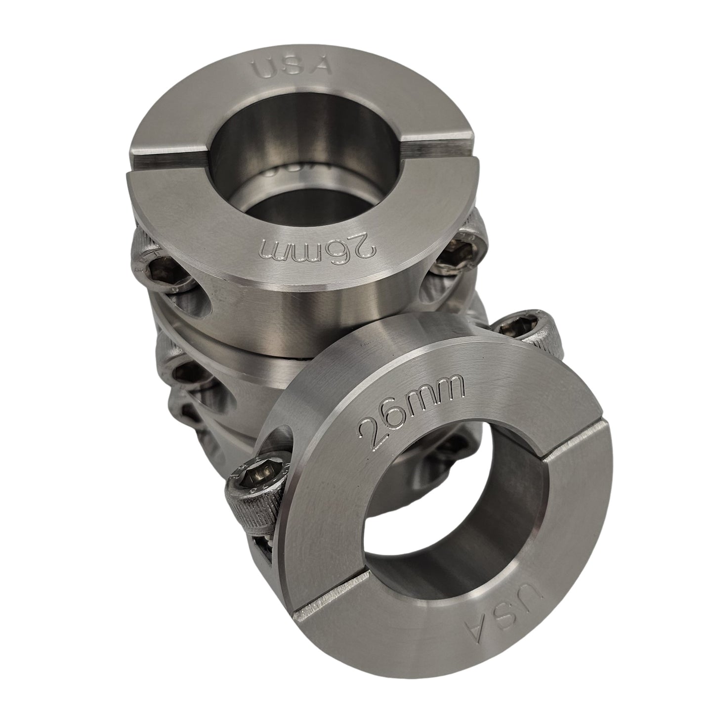 26mm Diameter - Clamping Two Piece Shaft Collar - 303 Stainless Steel