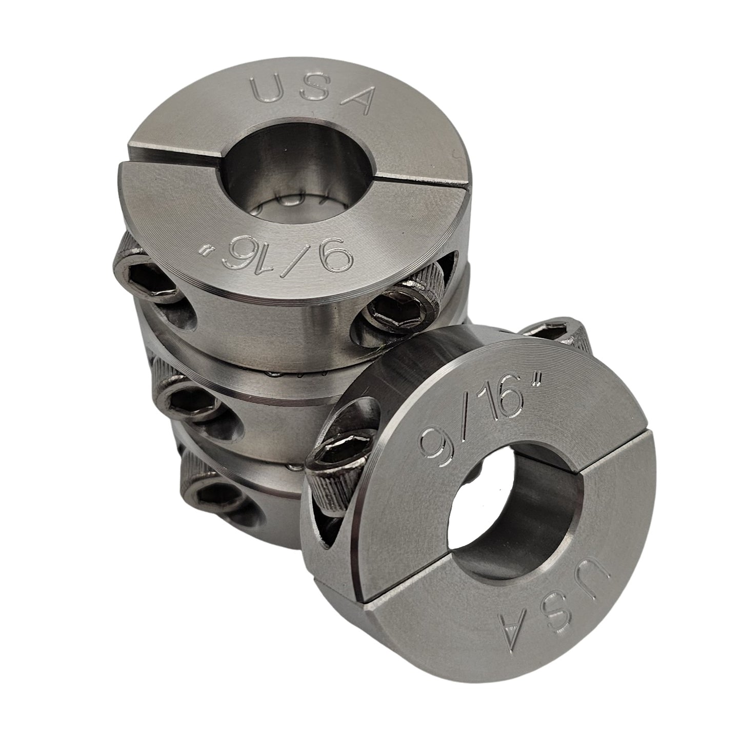 0.563" Diameter - Clamping Two Piece Shaft Collar - 303 Stainless Steel