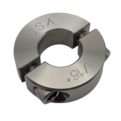 0.688" Diameter - Clamping Two Piece Shaft Collar - 303 Stainless Steel