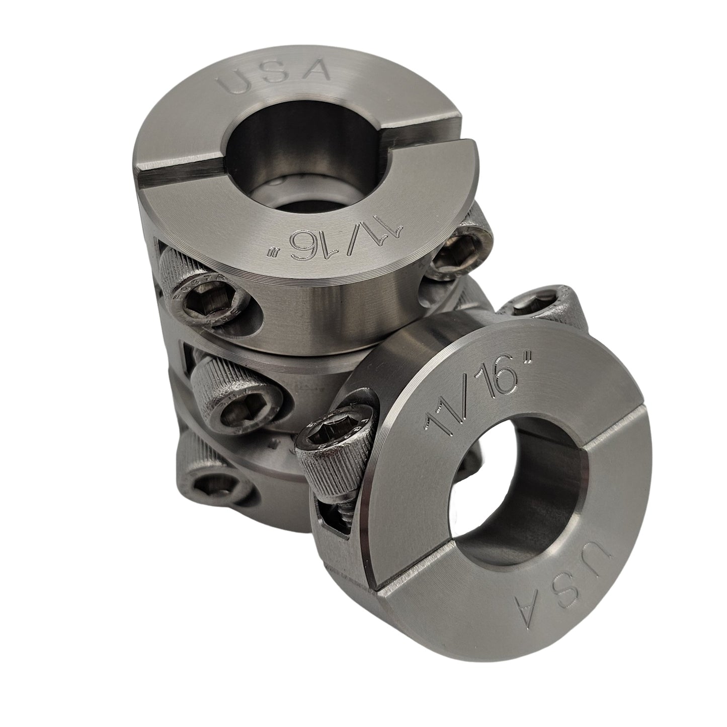 0.688" Diameter - Clamping Two Piece Shaft Collar - 303 Stainless Steel