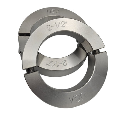 2.50" Diameter - Clamping Two Piece Shaft Collar - 303 Stainless Steel