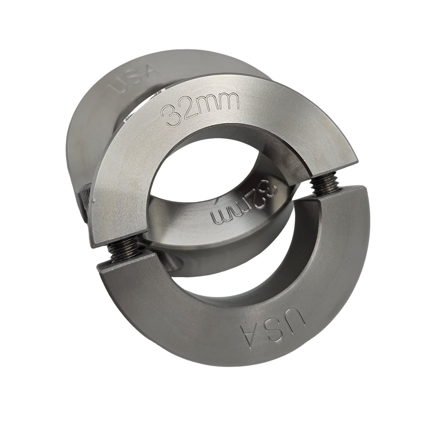 32mm Diameter - Clamping Two Piece Shaft Collar - 303 Stainless Steel