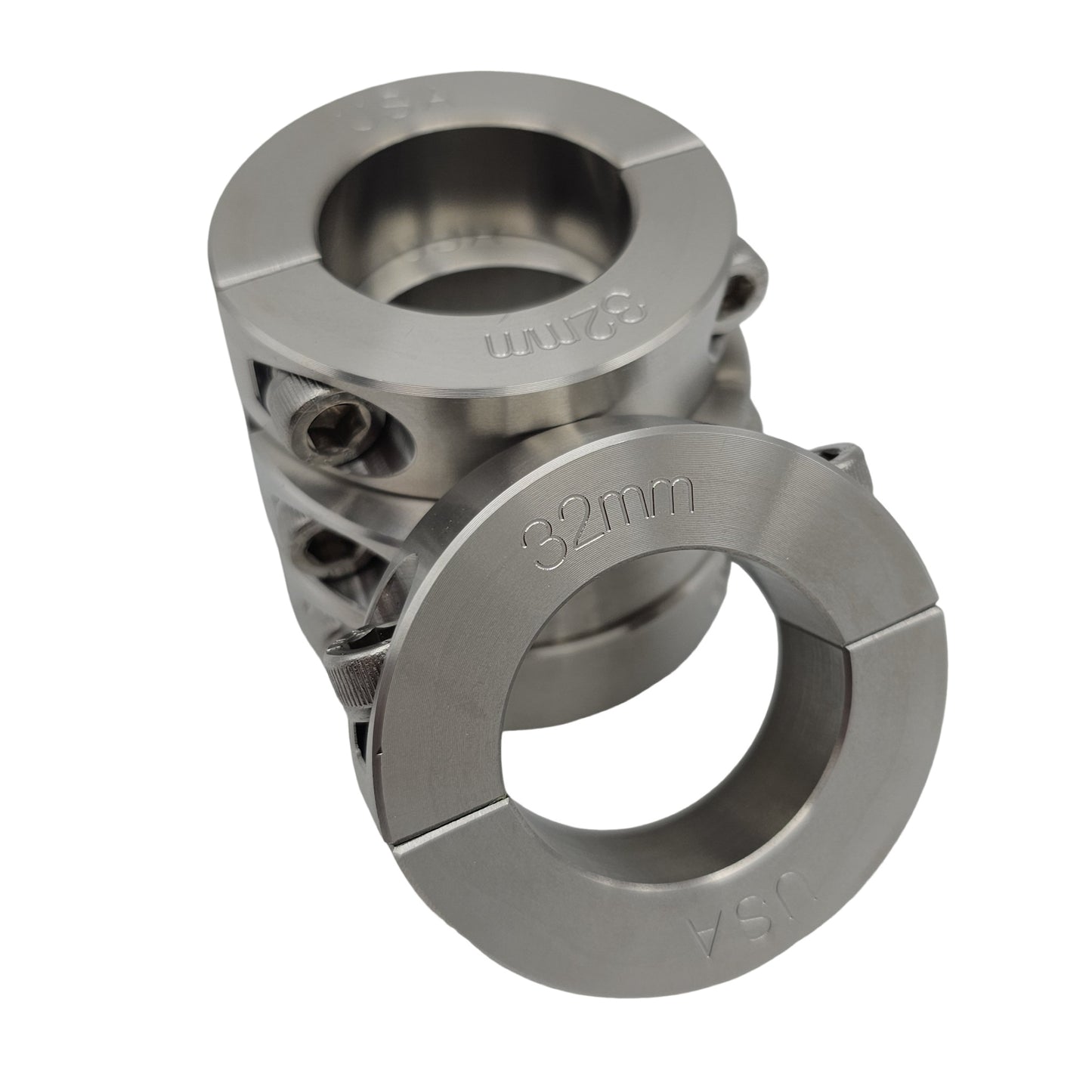 32mm Diameter - Clamping Two Piece Shaft Collar - 303 Stainless Steel