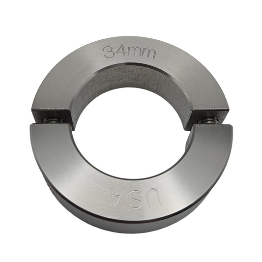 34mm Diameter - Clamping Two Piece Shaft Collar - 303 Stainless Steel