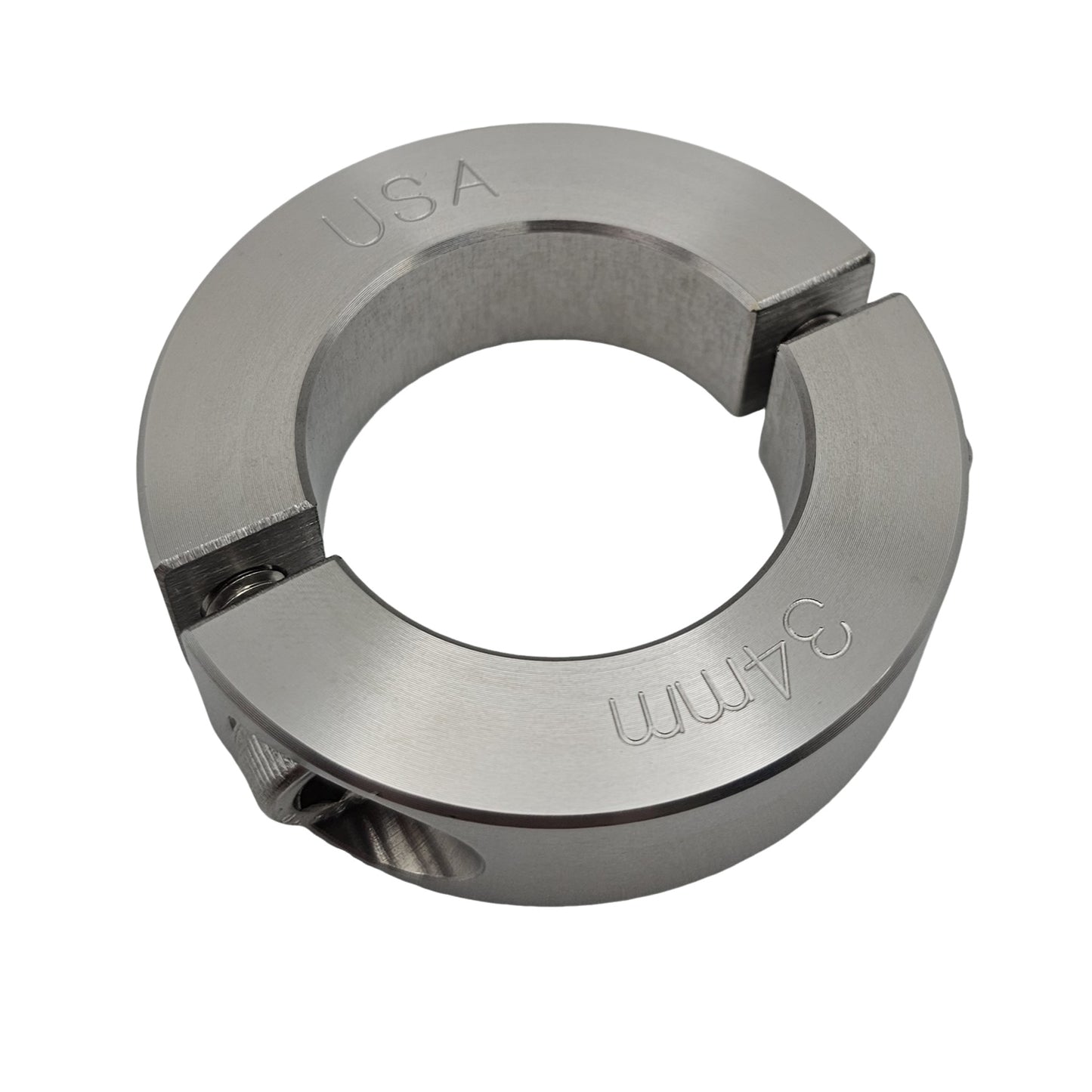 34mm Diameter - Clamping Two Piece Shaft Collar - 303 Stainless Steel