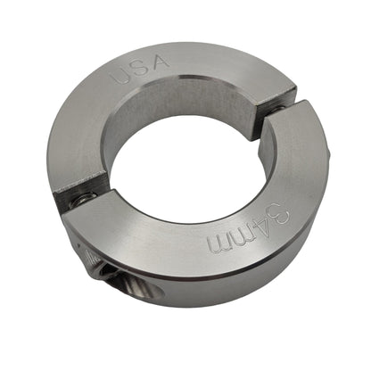34mm Diameter - Clamping Two Piece Shaft Collar - 303 Stainless Steel