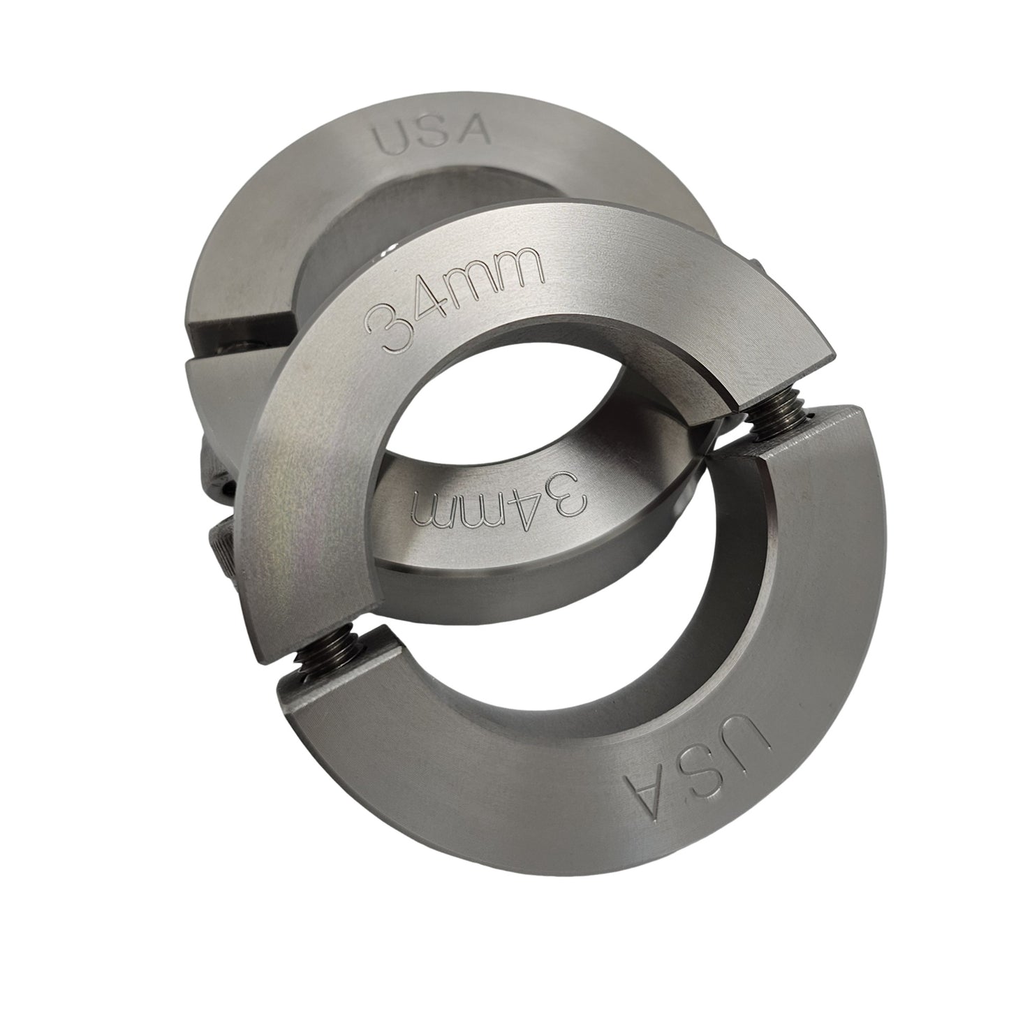 34mm Diameter - Clamping Two Piece Shaft Collar - 303 Stainless Steel