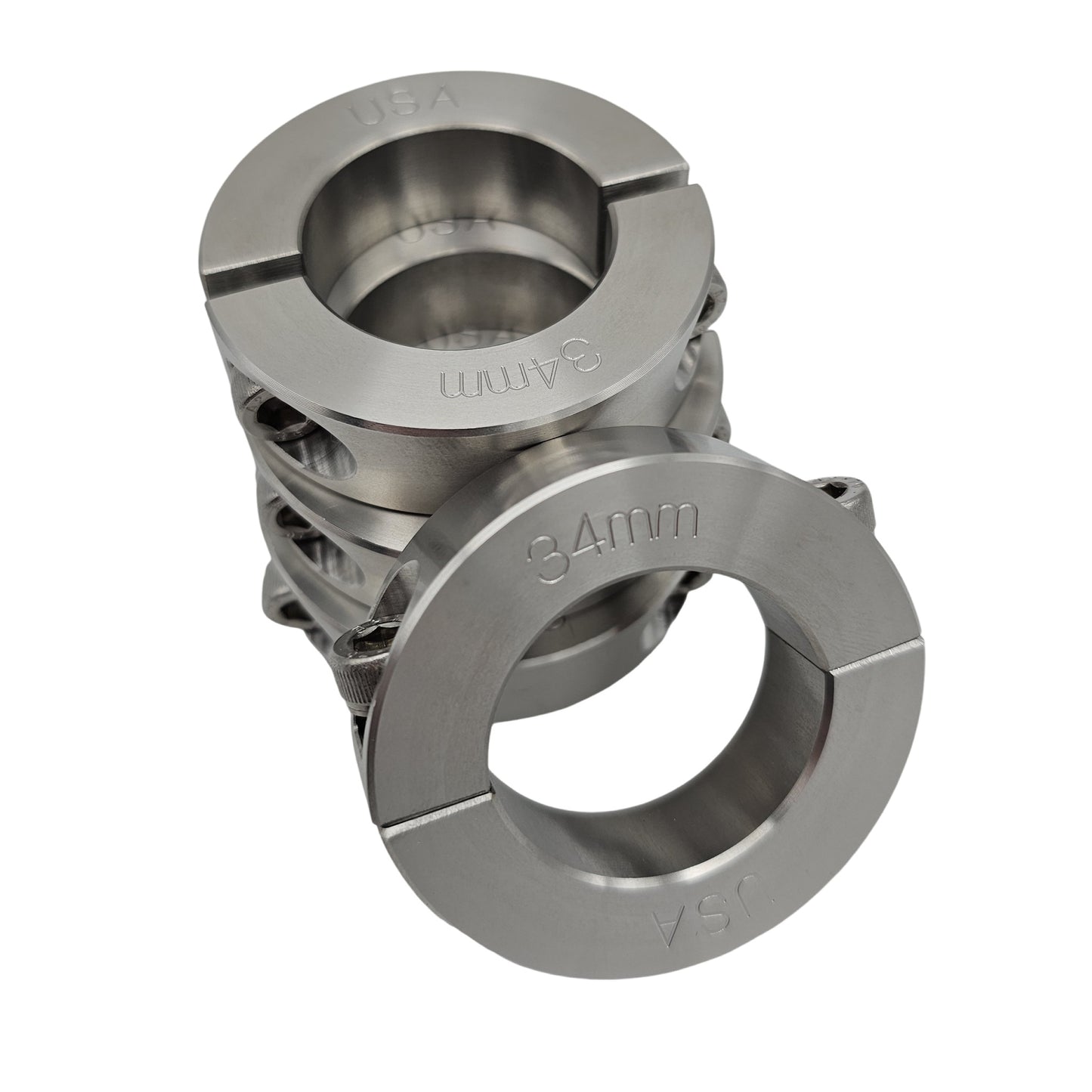 34mm Diameter - Clamping Two Piece Shaft Collar - 303 Stainless Steel