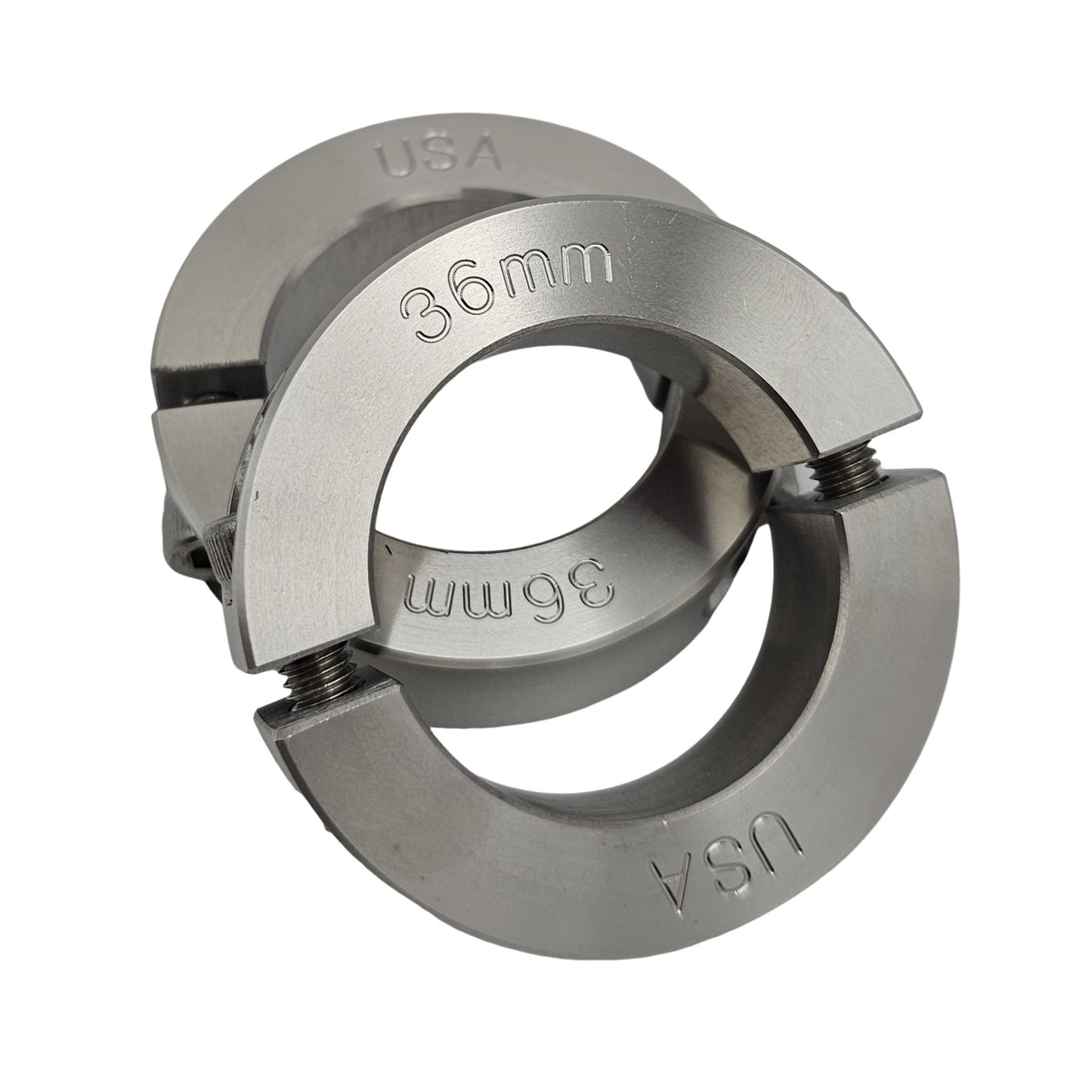 36mm Diameter - Clamping Two Piece Shaft Collar - 303 Stainless Steel