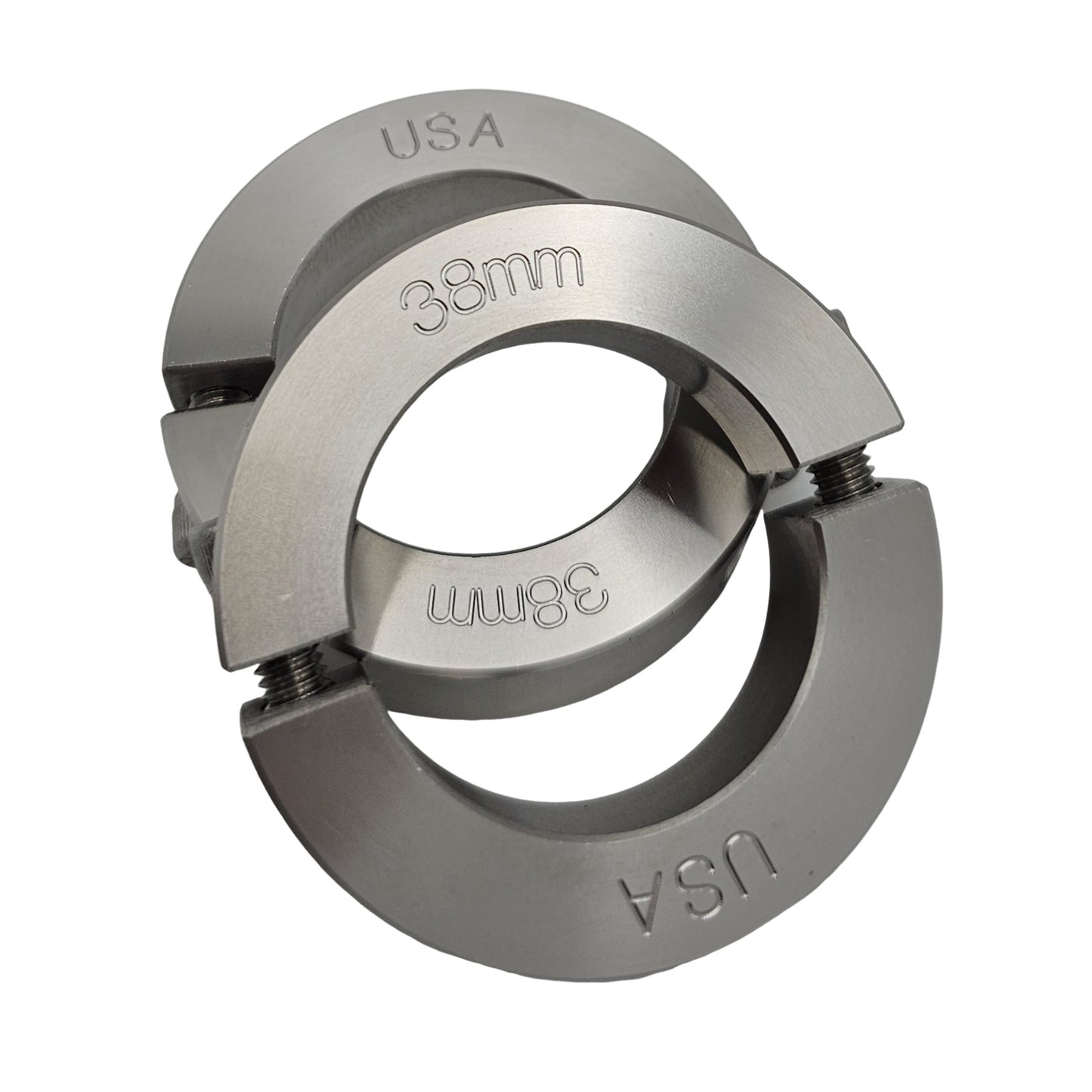 38mm Diameter - Clamping Two Piece Shaft Collar - 303 Stainless Steel