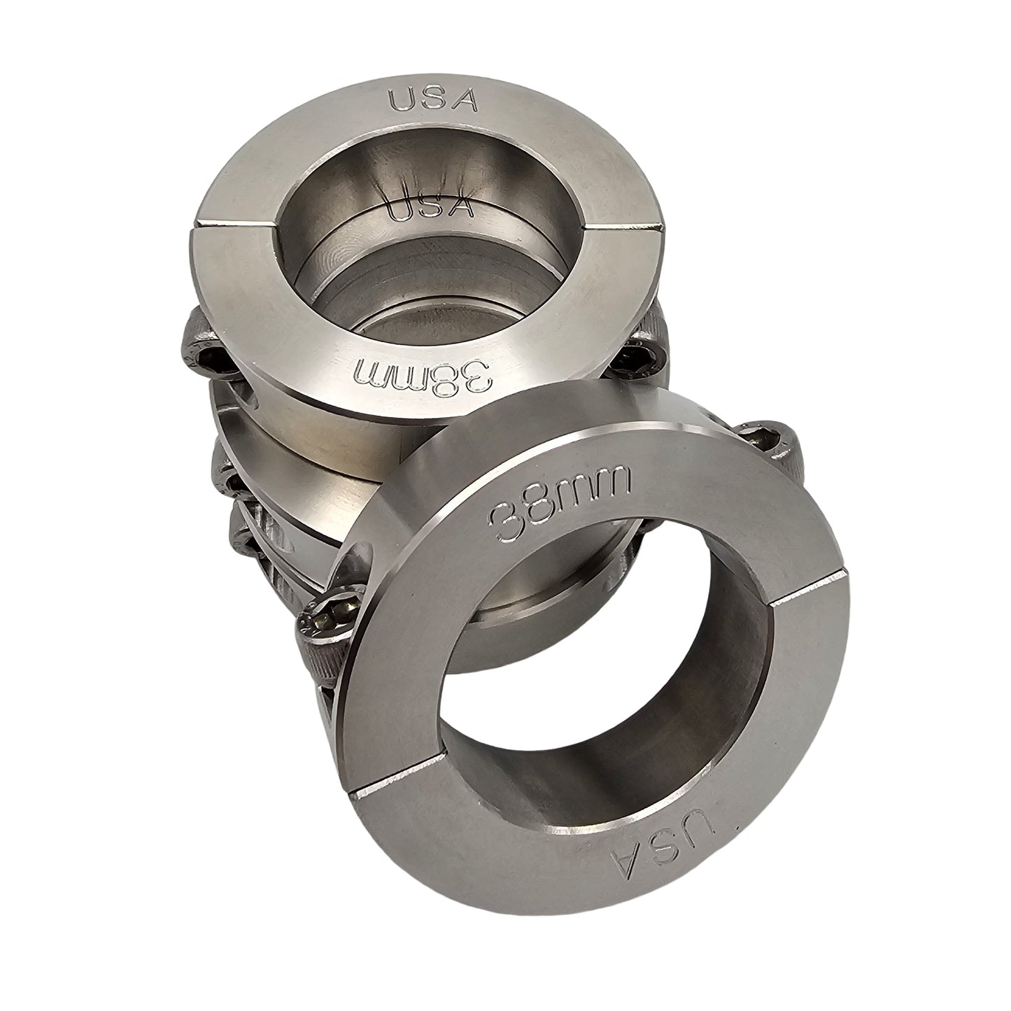 38mm Diameter - Clamping Two Piece Shaft Collar - 303 Stainless Steel