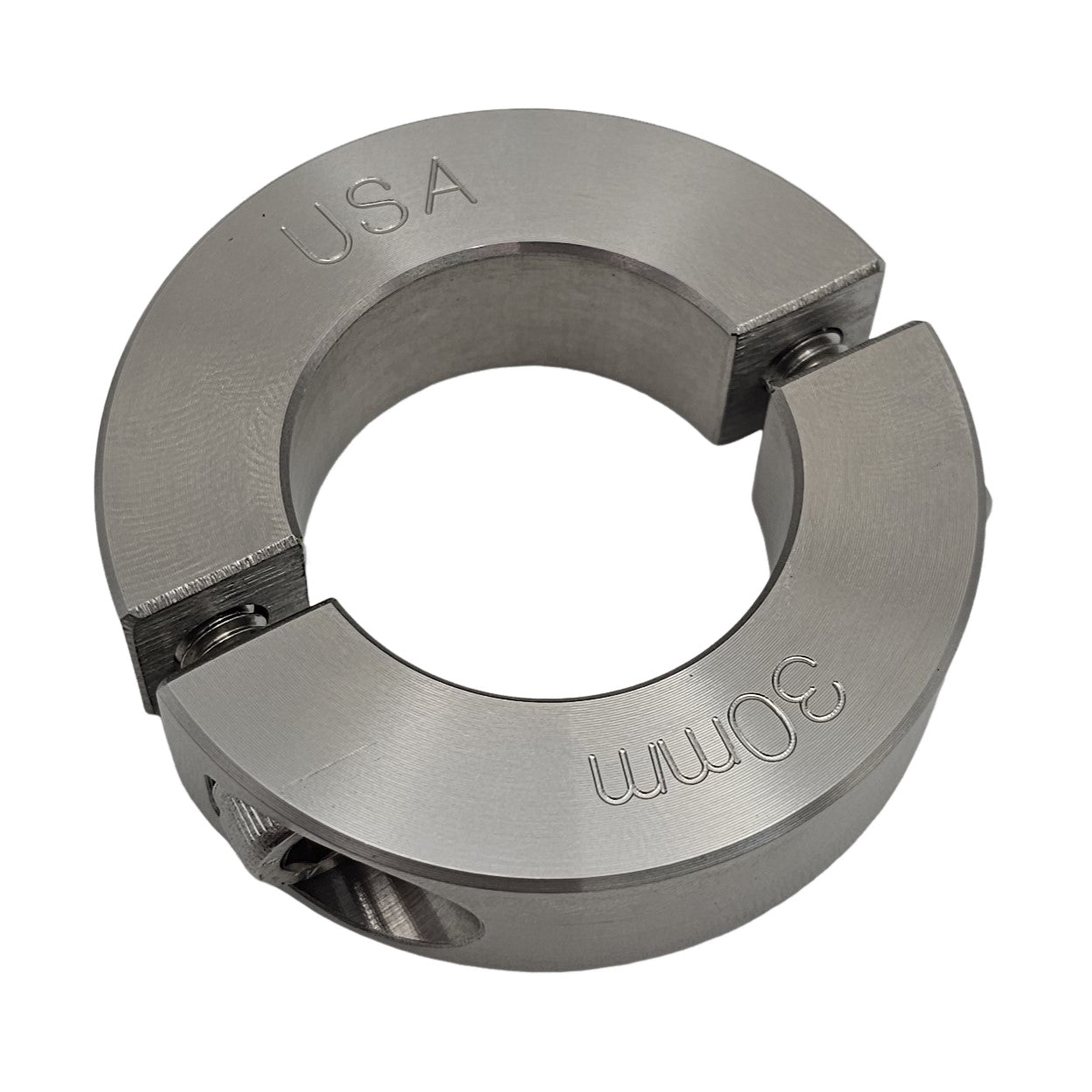 30mm Diameter - Clamping Two Piece Shaft Collar - 303 Stainless Steel