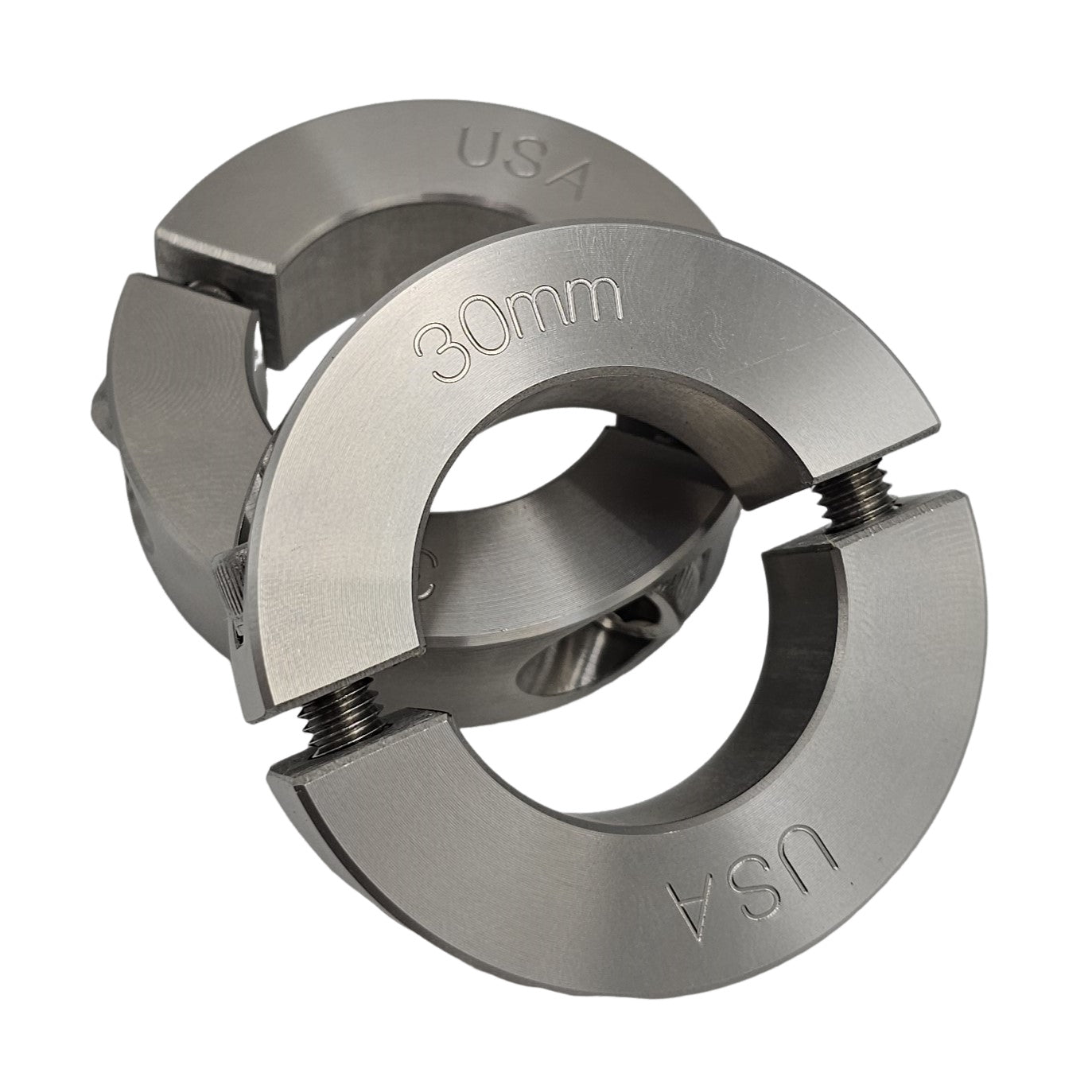 30mm Diameter - Clamping Two Piece Shaft Collar - 303 Stainless Steel