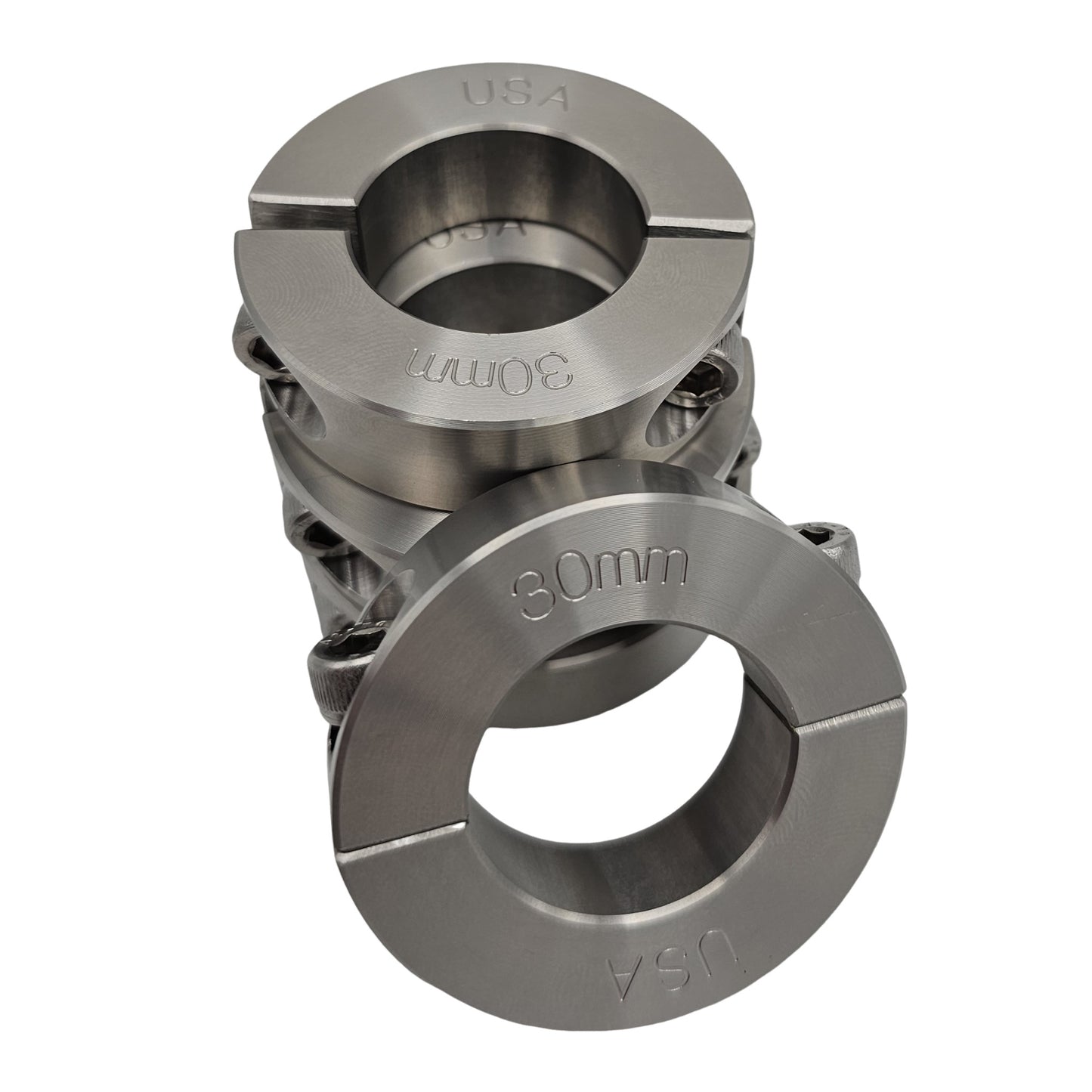 30mm Diameter - Clamping Two Piece Shaft Collar - 303 Stainless Steel