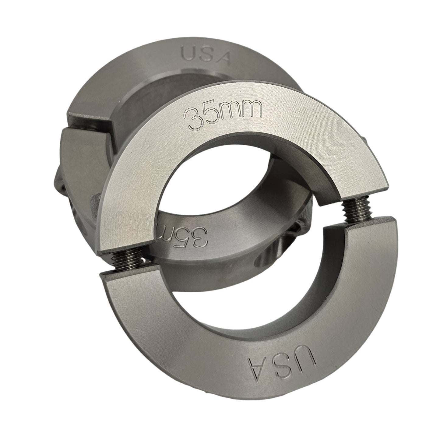 35mm Diameter - Clamping Two Piece Shaft Collar - 303 Stainless Steel