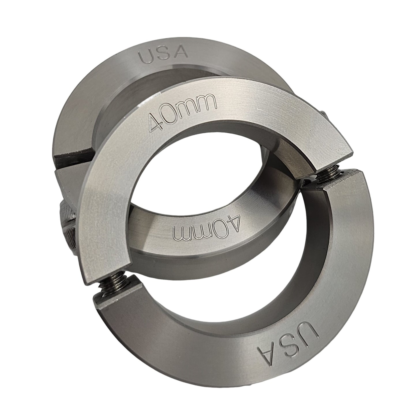 40mm Diameter - Clamping Two Piece Shaft Collar - 303 Stainless Steel