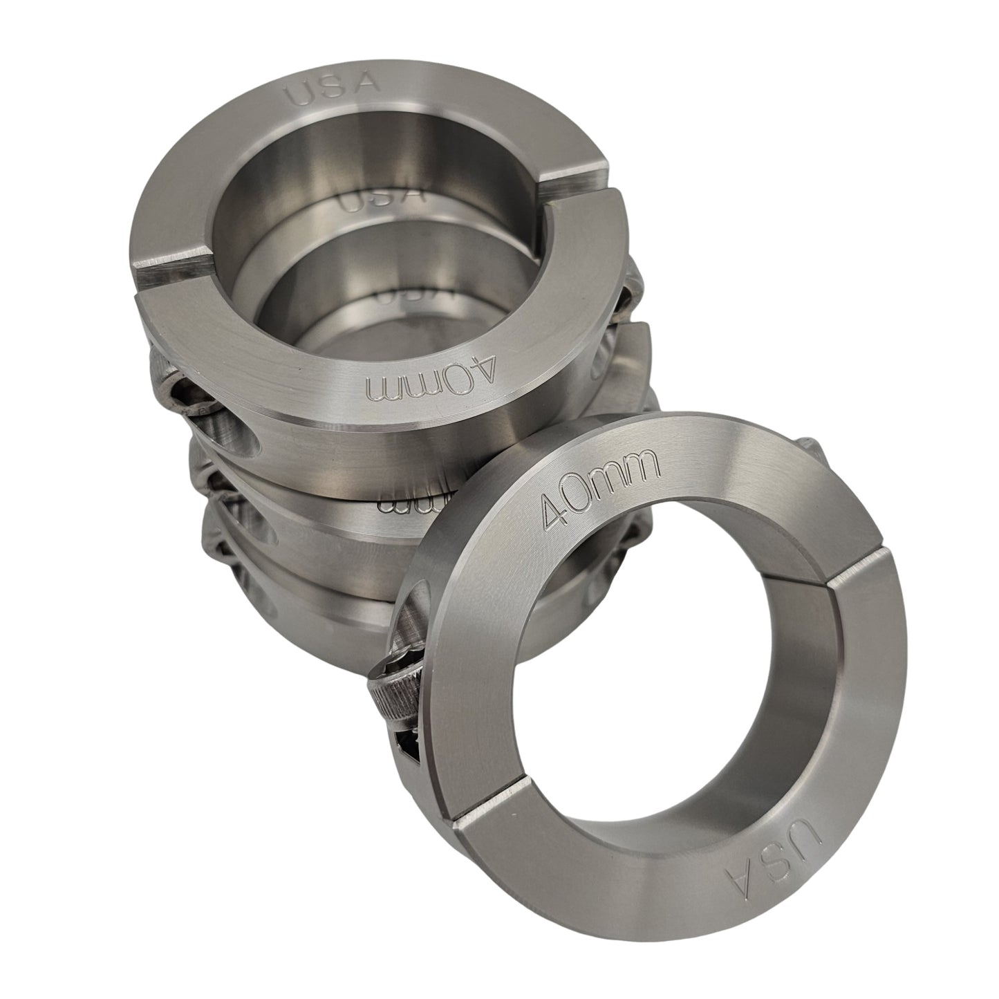 40mm Diameter - Clamping Two Piece Shaft Collar - 303 Stainless Steel