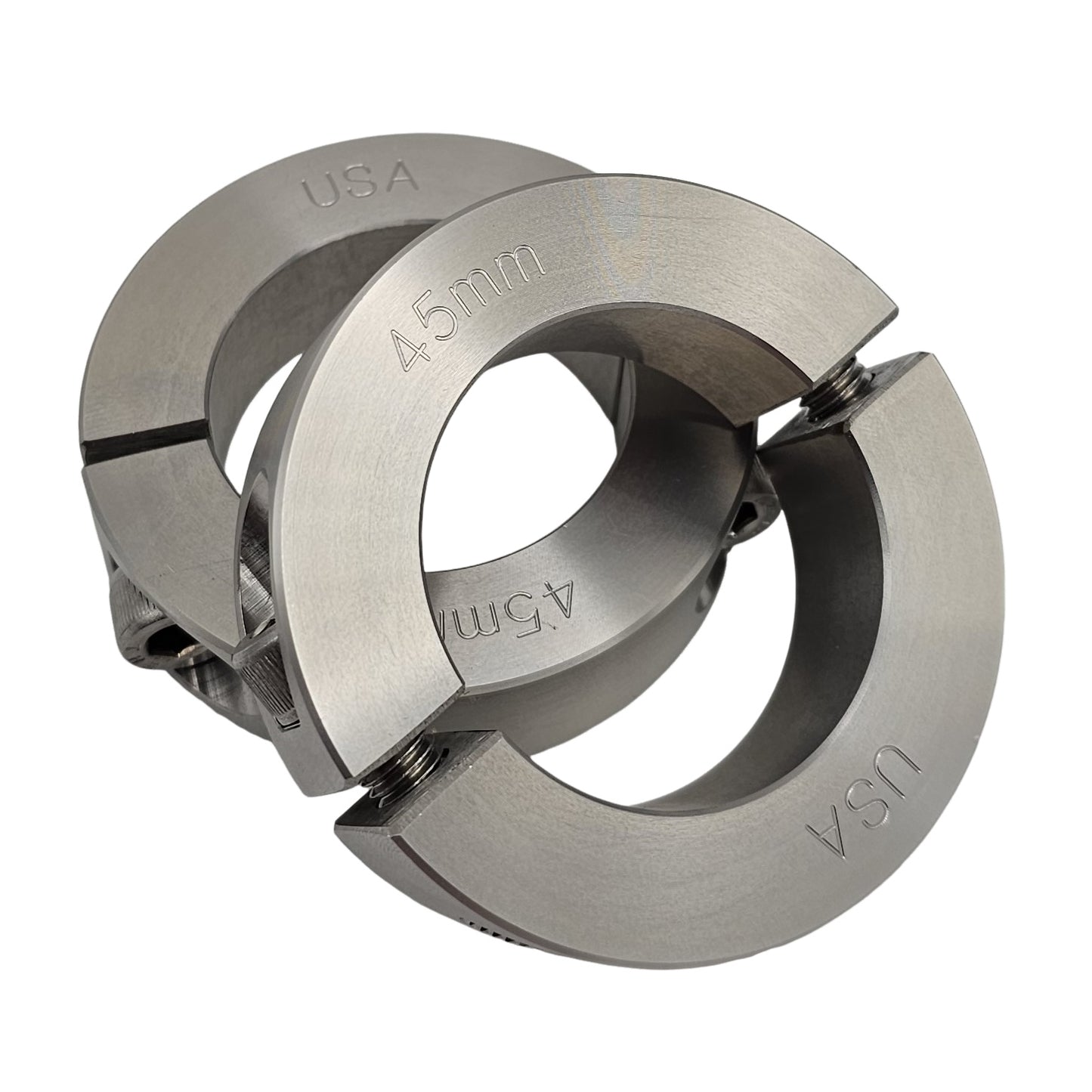 45mm Diameter - Clamping Two Piece Shaft Collar - 303 Stainless Steel