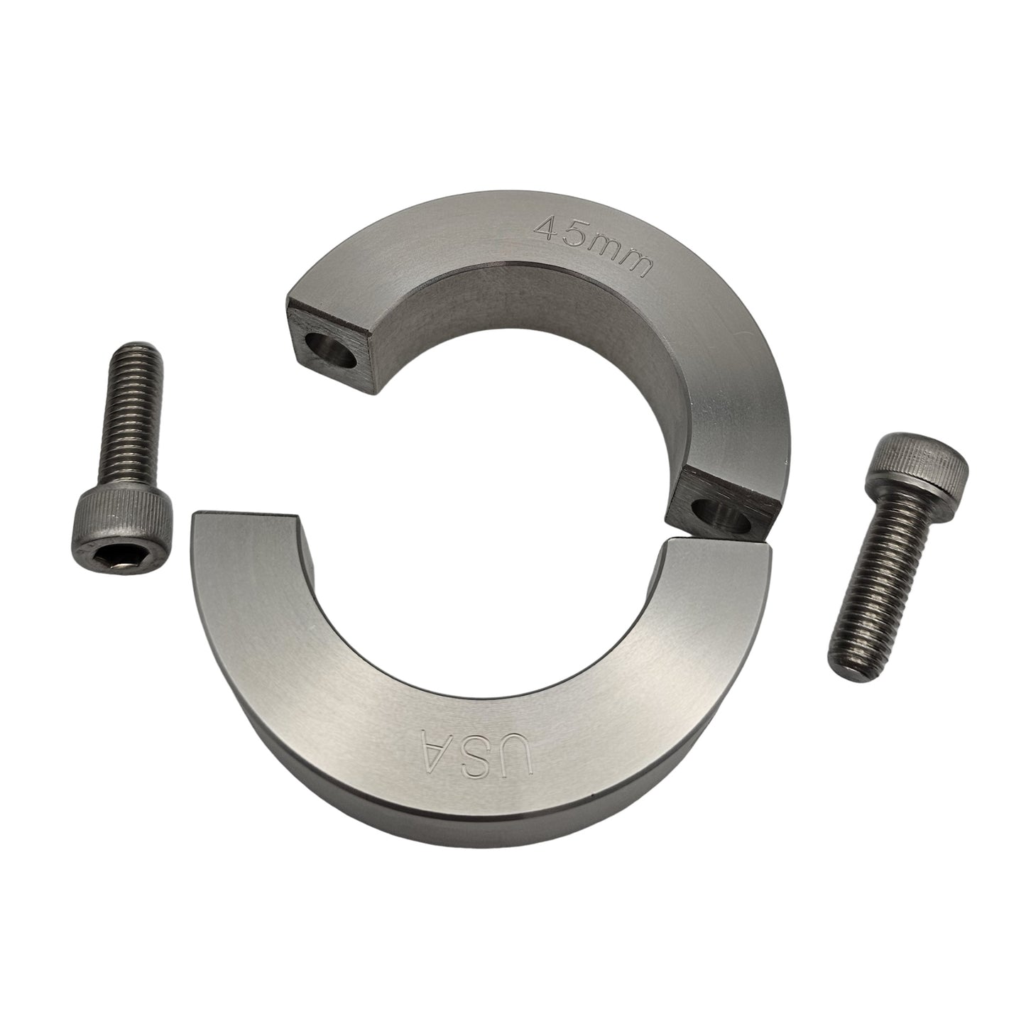 45mm Diameter - Clamping Two Piece Shaft Collar - 303 Stainless Steel