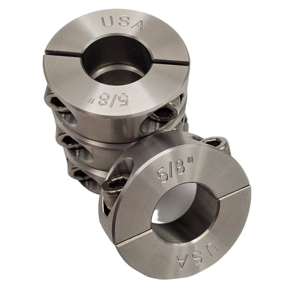 0.625" Diameter - Clamping Two Piece Shaft Collar - 303 Stainless Steel