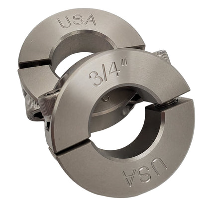 0.75" Diameter - Clamping Two Piece Shaft Collar - 303 Stainless Steel